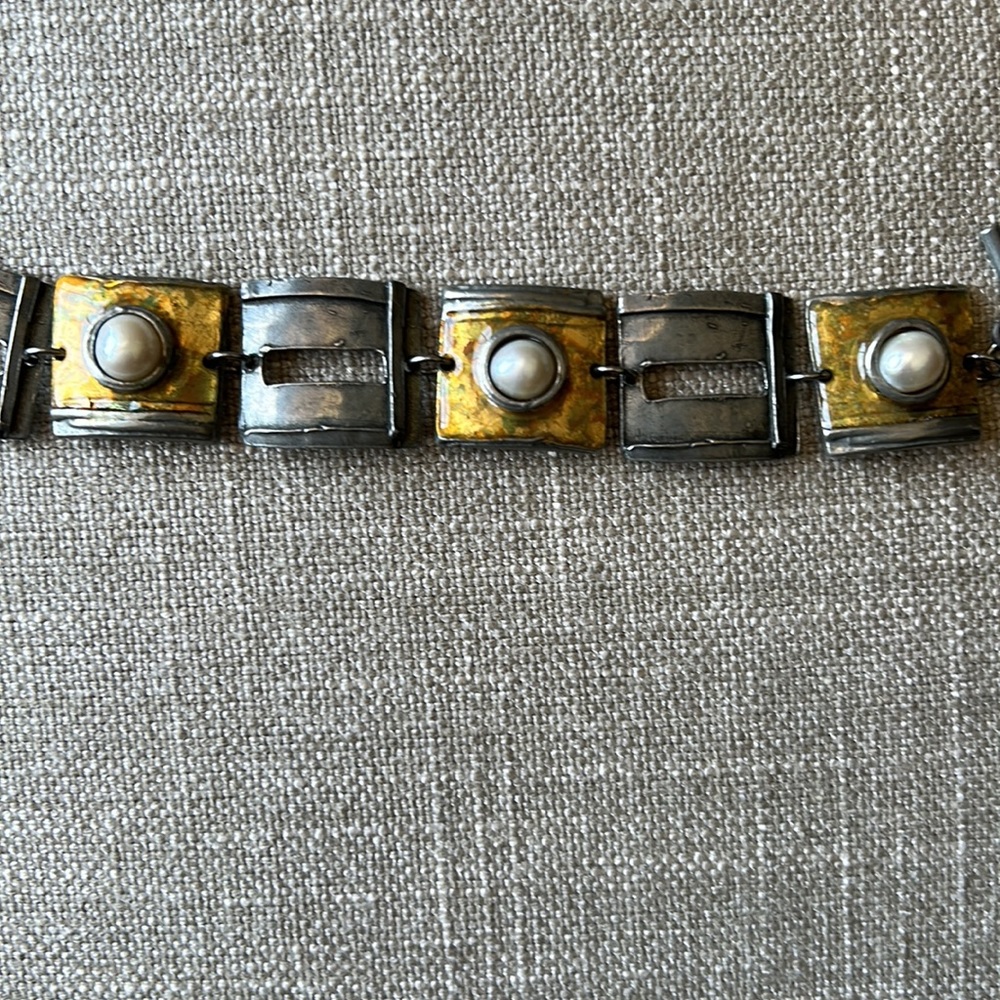 NES gold silver pearl bracelet links